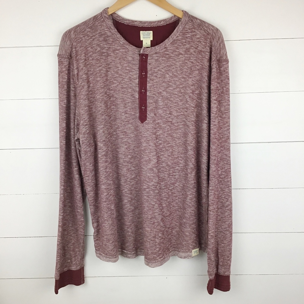 Lucky Brand XL Henley Shirt Red Maroon Cotton Men